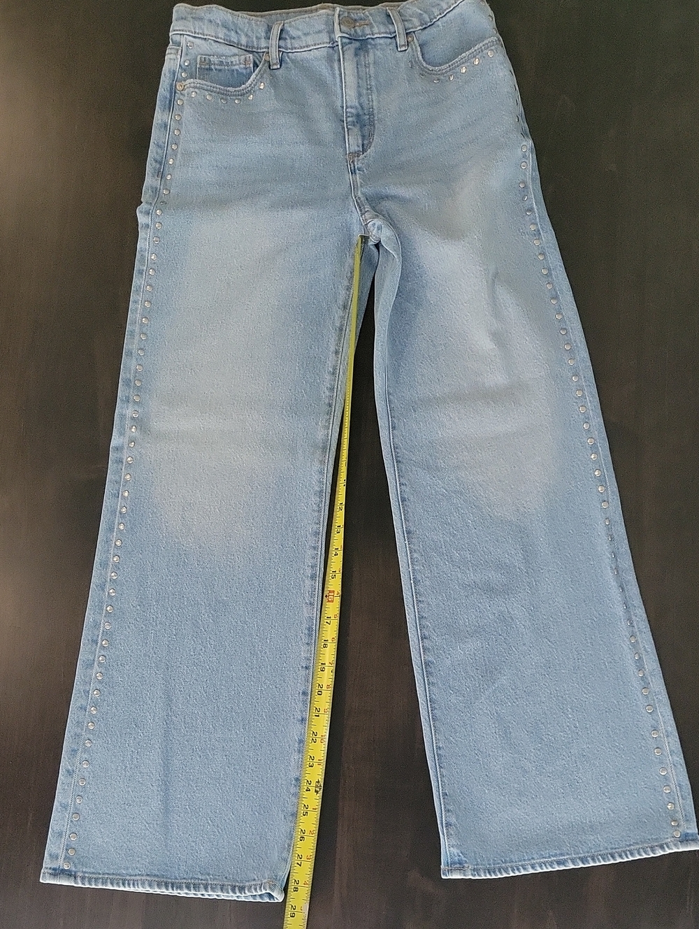 LOFT Studded Wide Leg High Rise Jeans - Light Wash